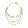 thumbnail image 1 of HUANLEDASH Lady Necklace Multi-layered Faux Pearl Decor Hollow Chain Adjustable Length Individual Style Club Party Neck Jewelry, 1 of 1