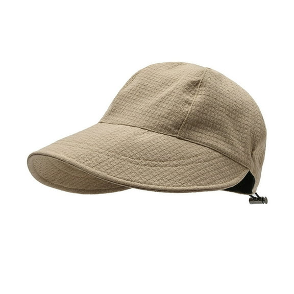 HUANLEDASH Lady Outdoor Hat Sun Protection Anti-UV Wide Brim Solid Color Adjustable Drawstring Foldable Lightweight Gardening Travel Sun Cap Fisherman Hat