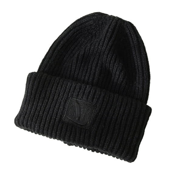 HUANLEDASH Lady Winter Beanie Knitted Thick Folded Brim Solid Color Stretchy Ear Protection Piled Hat Windproof Cold Weather Warm Headgear
