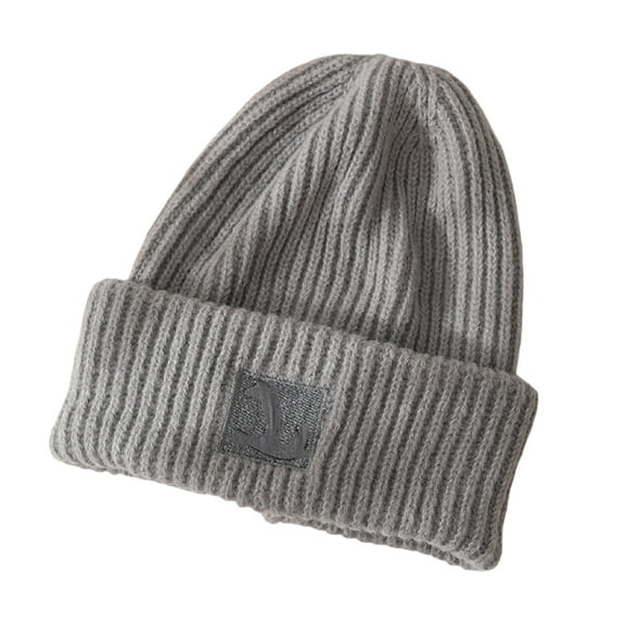HUANLEDASH Lady Winter Beanie Knitted Thick Folded Brim Solid Color Stretchy Ear Protection Piled Hat Windproof Cold Weather Warm Headgear
