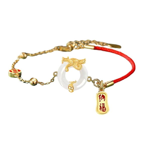 HUANLEDASH Lucky Red Rope Zodiac Dragon Bracelet Women Men Adjustable Handmade Beaded Bracelet 2024 New Year Jewelry Gift