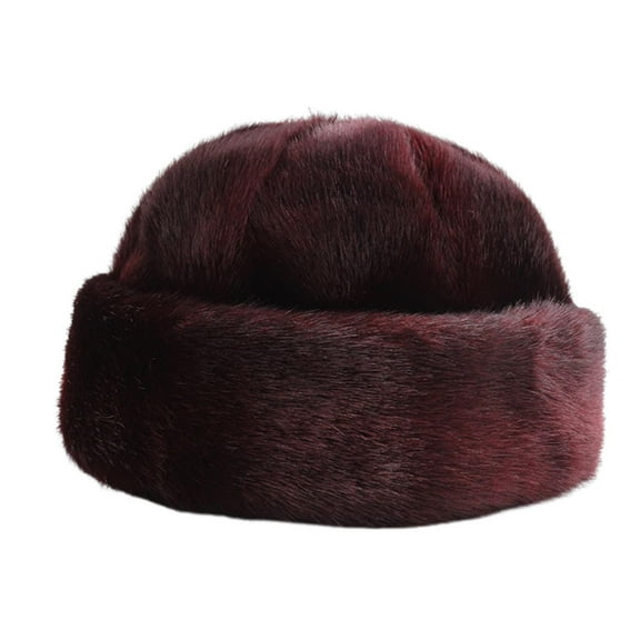 HUANLEDASH Men Autumn Winter Hat Ultra-Thick Solid Color Windproof Cold Weather Prevention Faux Fur Cap Headwear