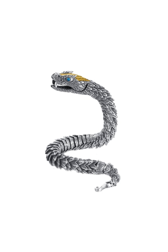 Men Bracelet Vintage Hip Hop 3D Snake Bracelet Symbolizes Good Luck Prosperity New Year Birthday Wedding Gift Bangle