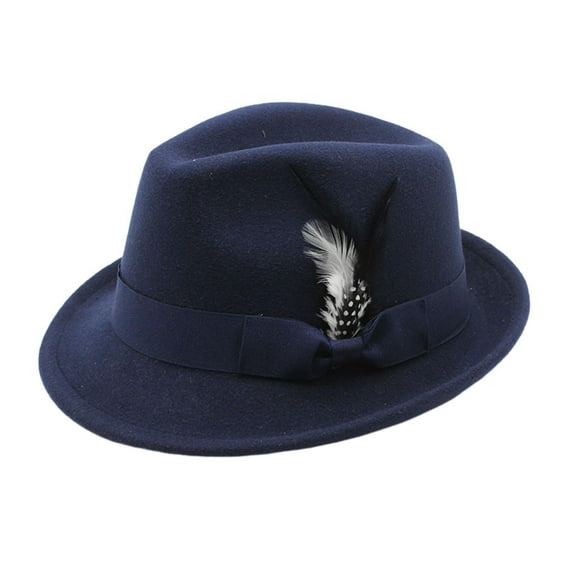 HUANLEDASH Men Fedora Hat Feather And Bow Decor Vintage Short Brim Felt Hat Solid Color Women Panama Hat 1920s Floppy Hat for All-Day Wear