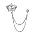 thumbnail image 1 of HUANLEDASH Men Retro Brooch English Style Crown Shape Rhinestone Tassel Decor Suit Coat Chest Decoration Formal Event Wedding Business Occasions Clothes Jewelry, 1 of 1