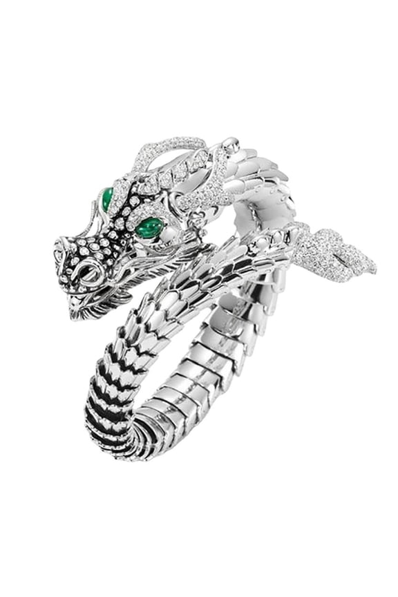 Men Ring Opening Exaggerated New Trend Personality Cool Gift Silver-color Coiling Dragon Loong Finger Ring Fashion Jewelry