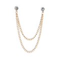 thumbnail image 1 of HUANLEDASH Men Suit Pin Rhinestone Decor Double Chains Anti-slip Dress-up Polished Coat Collar Pin Coat Brooch Adult Clothes Hats Bags Jewelry, 1 of 1
