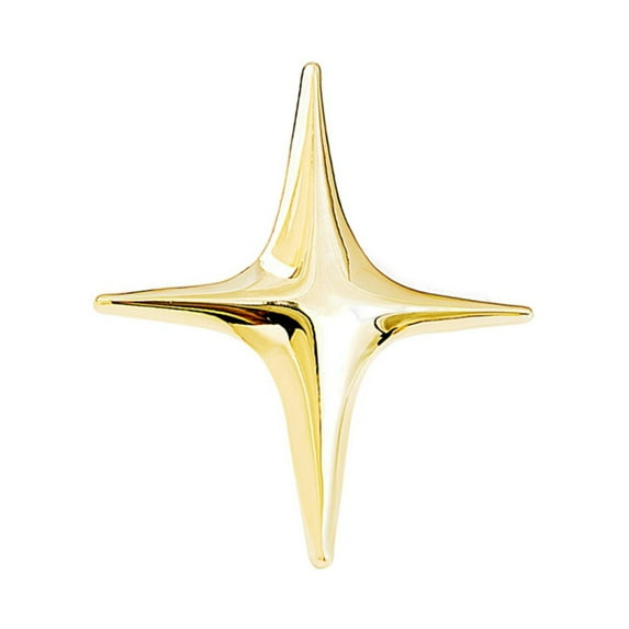 HUANLEDASH Metal Four-pointed Star Brooch Elegant Luxury Golden Silver Color Clothing Accessories Women Business Suit Lapel Pin Fashion Jewelry