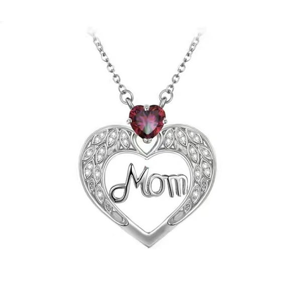 HUANLEDASH Mom Necklace Women's Faux Crystal Love Heart Pendant Necklace Mother's Day Gift for Mom Grandma Wife from Daughter Son
