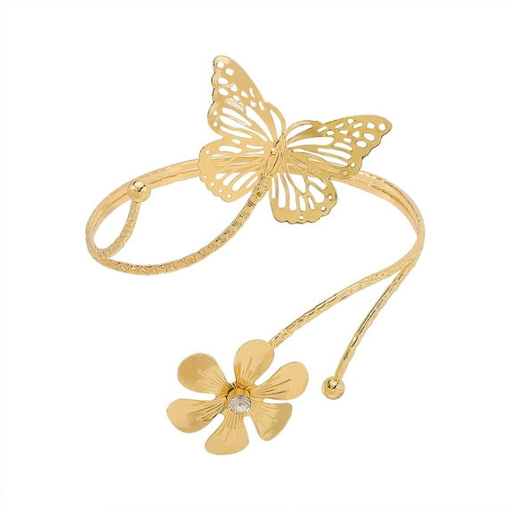 HUANLEDASH Open Arm Bracelet Adjustable Hollow Out Butterfly Shape Solid Color Flower Decor Anti-slip Lady Prom Party Cosplay Performance Jewelry