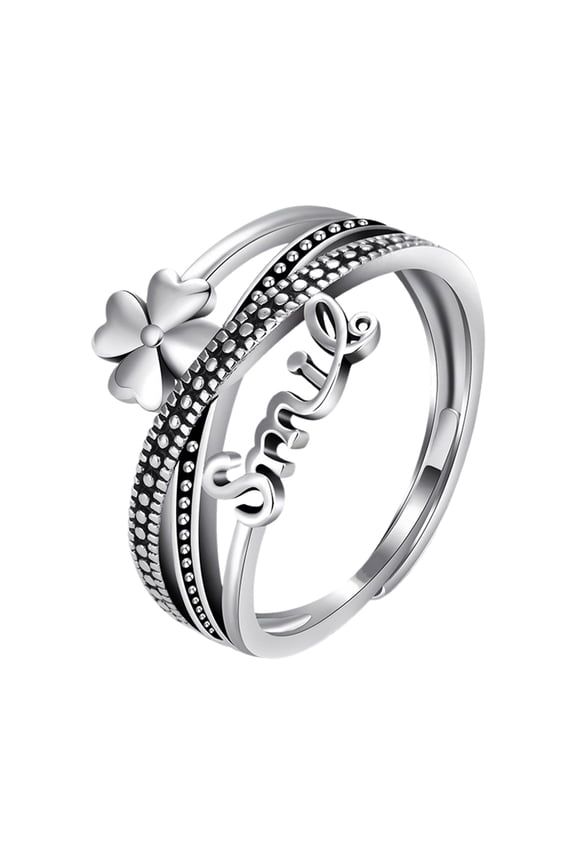 Open Ring Geometric Multi Layer Open Design Comfortable to Wear Cross Style Decoration Skin-Touch Korean Style 4 Leaf Clover Ring Fashion Jewelry