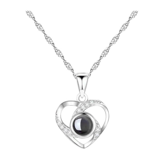 HUANLEDASH Picture Necklace Personalized Photo Projection Necklace Memorial Valentine's Day Birthday Gifts for Wife Girlfriend