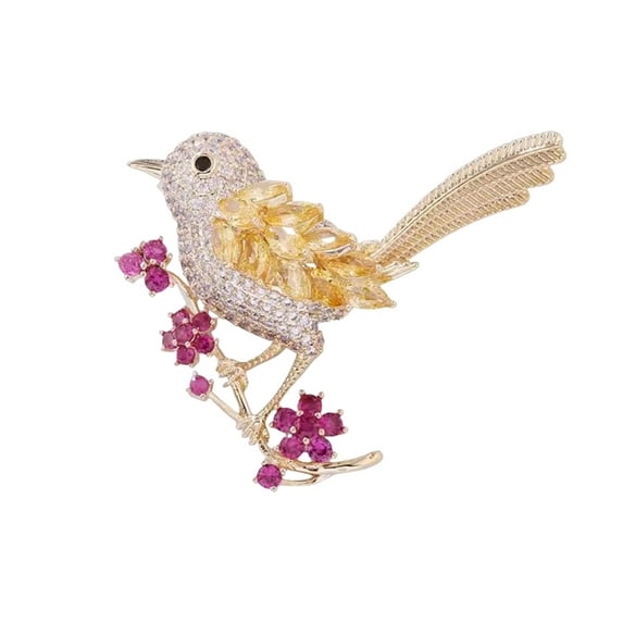 HUANLEDASH Plum Blossom Brooch Rhinestone Decor Bird Shape Formal Suit Coat Collar Hat Scarf Clothes Pin Prom Party Garment Jewelry