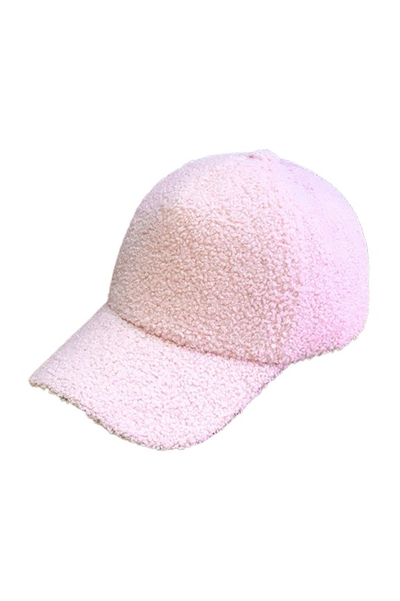 Plush Baseball Cap Autumn Winter Fuzzy Curved Brim Windproof Warm Solid Color UV Protection Men Women Adults Outdoor Sports Casual Ponytail Peaked Hat