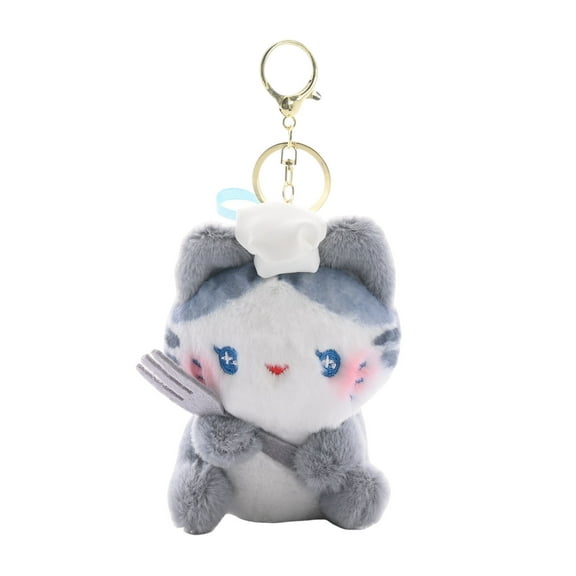 HUANLEDASH Plush Kitten Keychain Pendant Cartoon Cat Shape Keyring Charm Couple Bag Backpack Schoolbag Accessory