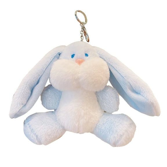 HUANLEDASH Rabbit Key Chain Cartoon Image Soft Plush Fluffy Animal Shape Three-dimensional Decorative Gift Bunny Doll Pendant Car Key Ring Daily Use