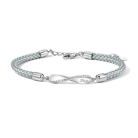 HUANLEDASH Romantic Mobius Ring Charm Bracelets for Couples - Luxury Silver Color Forever Love Rope Bracelet Set with Fine Spiral Texture