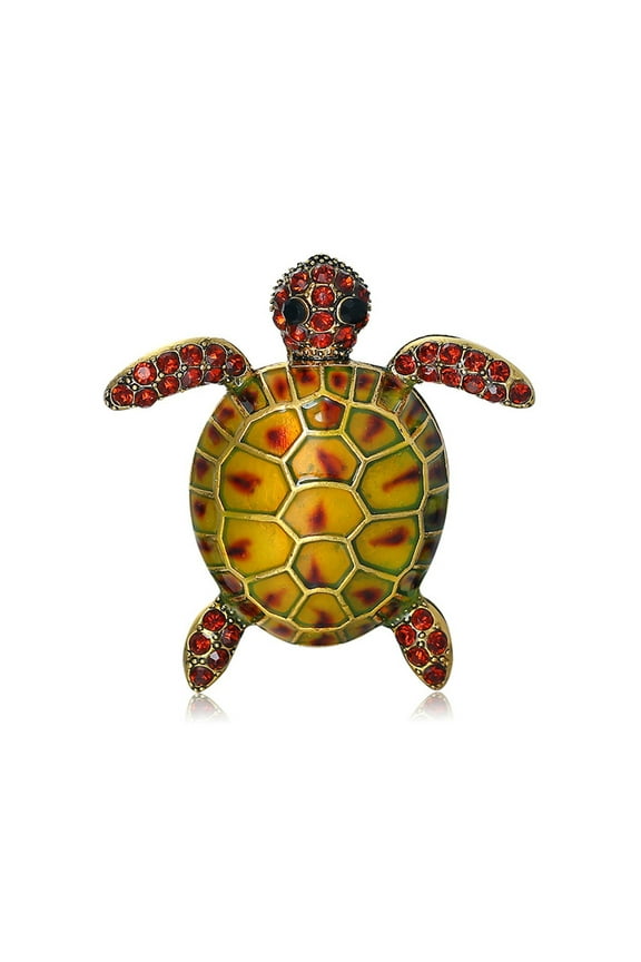Sea Turtle Brooch Oil-dripping Rhinestone Animal Shape Retro Personality Gift Alloy Women Men Business Suit Lapel Pin Fashion Jewelry