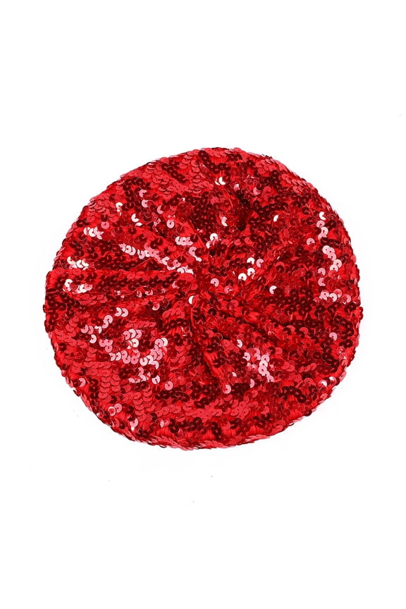 Sequin Beret for Women Sparkling Stage Effect No Brim Flat Top Solid Color Parties Performances Headwear Lady Cap