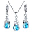 thumbnail image 1 of HUANLEDASH Silver Drop Jewelry Set for Women Cubic Zircon Teardrop Dangle Earrings And Necklace Set for Wedding Bridal Accessories, 1 of 1