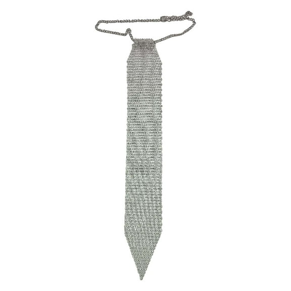 HUANLEDASH Sparkling Neck Tie Shiny Rhinestones Flat Mesh Style Metal Neck Straps Bling Necktie Christmas Gift Tie Parties Photography Props