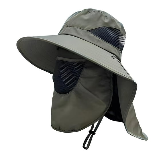 HUANLEDASH Summer UV Protection Sun Hat for Men Women Outdoor Visor Bucket Hat with Neck Flap And Face Guard Wide Brim Fisherman Hat for Fishing Camping Hiking