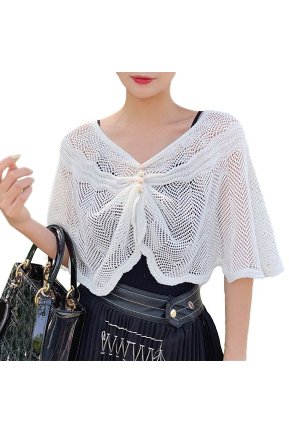 Sunscreen Cardigan Solid Color Half Sleeves Super Thin Shawl Coat Sun Protection Breathable Mesh Sundress Cover Tops Casual Wear Women Clothes