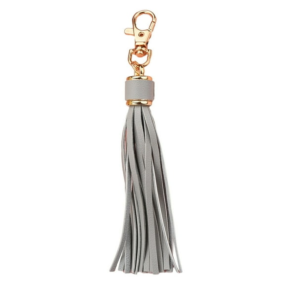 HUANLEDASH Tassel Keychain Pendant Faux Leather Solid Color Lobster Clip Fringe Stainless Lightweight Portable DIY Keyring Schoolbag Decoration Pendant