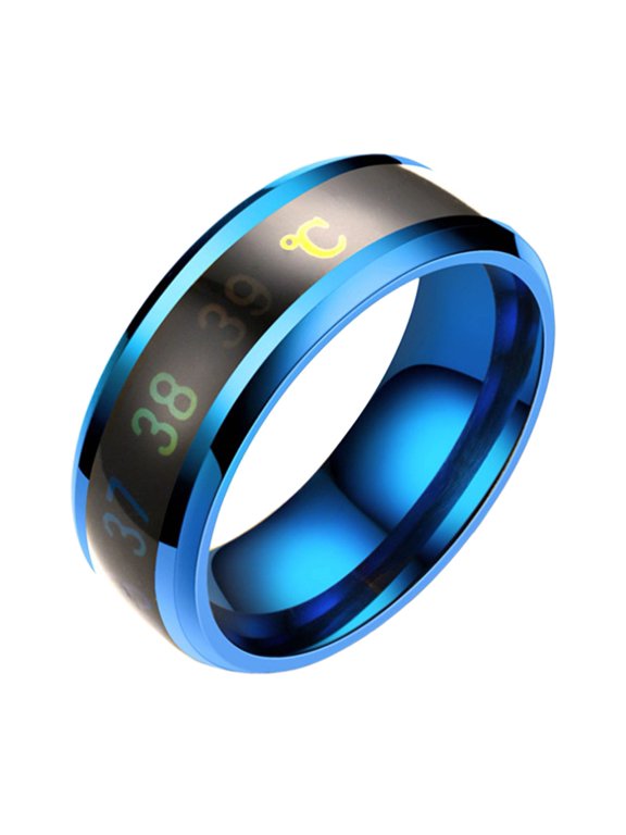 Titanium Steel Wedding Band Sense Body Temperature Ring Intelligent Temperature Sensing Ring Men Women Ring