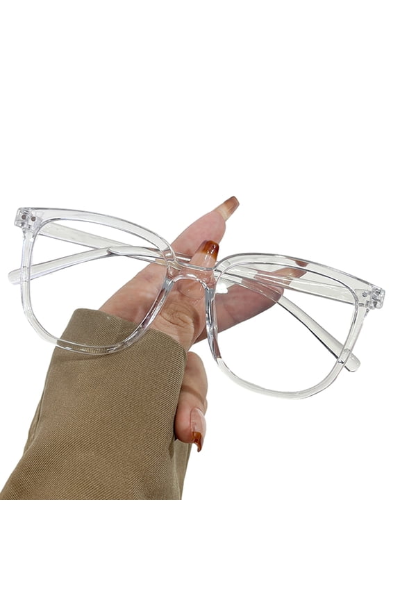 Unisex Blue Light Blocking Glasses Retro Large Oval Frame Clear View Strong Hinge with Brim Eye Protection Clear Bluelight Glasses Spectacles Eyeglasses Eyewear