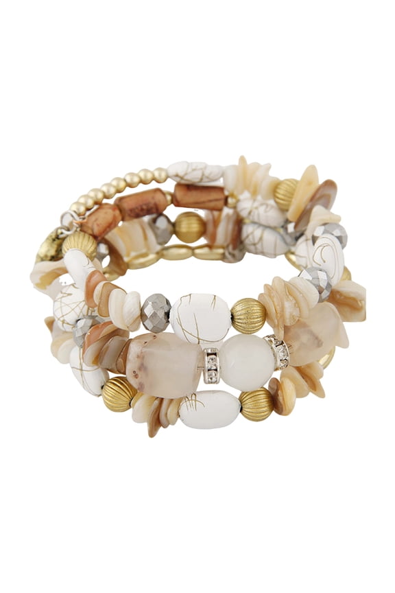 Unisex Bracelet Alloy Irregular Shape Stones Multi-layered Stacking Retro Ethnic Bohemian Faux Turquoise Faux Agate Adjustable Elastic Cord Wrist Jewelry