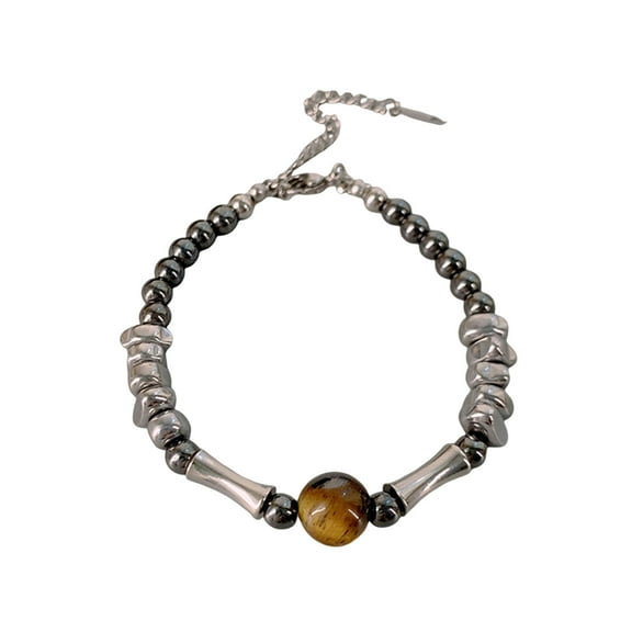 HUANLEDASH Unisex Bracelet Promotion Imply Bamboo Joint Adjustable Extended Length Smooth Bead Stainless Steel Lightweight Polished Adult Student Couple Wrist Jewelry