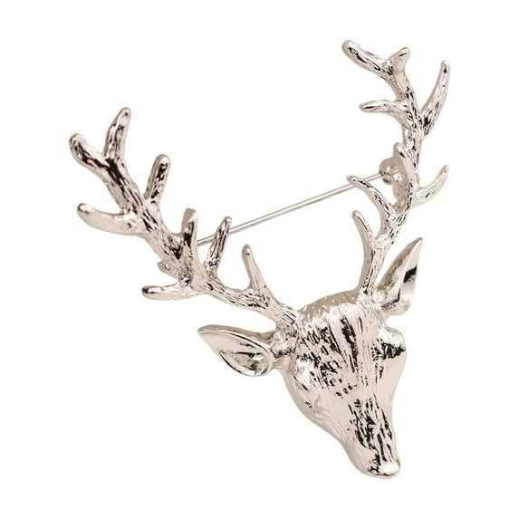 HUANLEDASH Unisex Brooch Retro Antler Shape Stainless Exquisite Vintage Anti-slip Wear-resistant Coat Collar Hat Scarf Decoration Clothes Pin Garment Jewelry