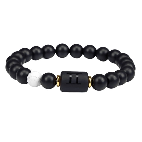 HUANLEDASH Unisex Constellation Bracelet Natural Agate Beads Elastic Strap Zodiac Star Sign Distance Friendship Prayer Blessing Bracelet Good Luck Wrist Jewelery Holiday Gift