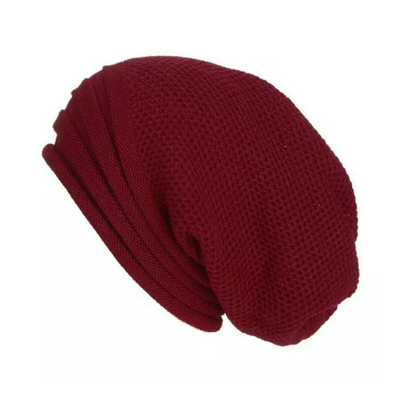 HUANLEDASH Unisex Fall Winter Hat Baggy Solid Color No Brim Knitted Elastic Soft Warm Regular Fit Washable Warm Cozy Windproof Women Men Cap Beanie