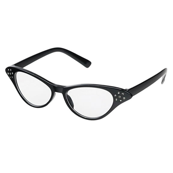 HUANLEDASH Unisex Glasses Retro Kitty Eye Frame Transparent Lens Clear View Strong Hinge Halloween Cosplay Glasses Parties Clubs Eyewear