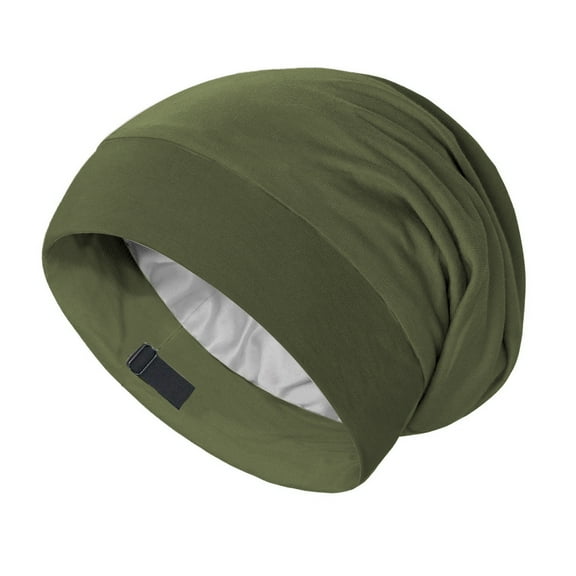 HUANLEDASH Unisex Sleep Hat Protect Hair Night Cap High Elasticity Double-layered Solid Color Headwear Warm Lightweight Adjustable Winter Cap for Home Outdoor Work Street Wear