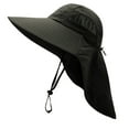 thumbnail image 1 of HUANLEDASH Unisex Sun Hat Neck Protection Hollow Mesh Windproof Fixed Strap Anti-UV Foldable Sunscreen Breathable Gardening Fishing Outdoor Cap, 1 of 1