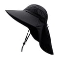 thumbnail image 1 of HUANLEDASH Unisex Sun Hat Neck Protection Hollow Mesh Windproof Fixed Strap Anti-UV Foldable Sunscreen Breathable Gardening Fishing Outdoor Cap, 1 of 1