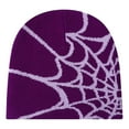 thumbnail image 1 of HUANLEDASH Unisex Winter Hat Spider Web Jacquard Knitted Dome Elastic Contrast Color Brimless Cold Weather Cap Cosplay Club Party Headwear, 1 of 1