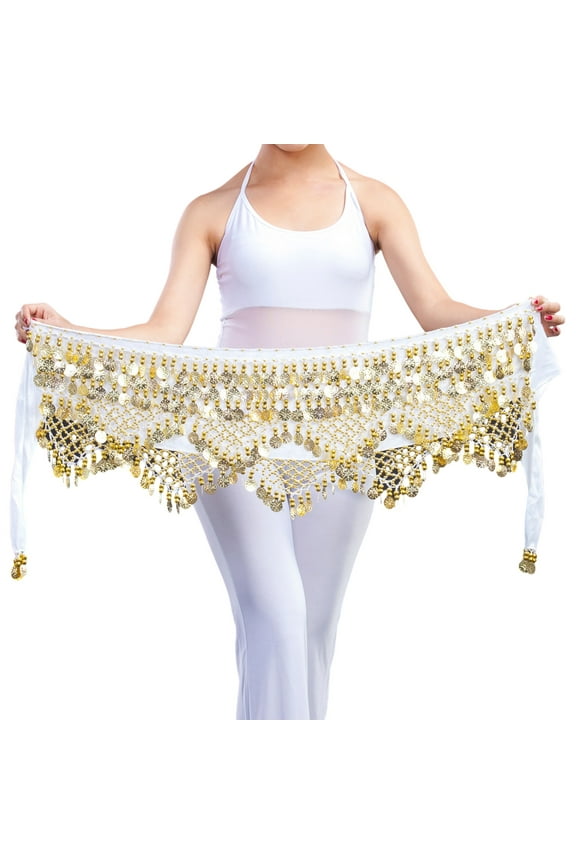 Velvet Belly Dance Waist Chain with Coin Lace-up Lightweight Women Dancing Waist Belt Dancer Accessories