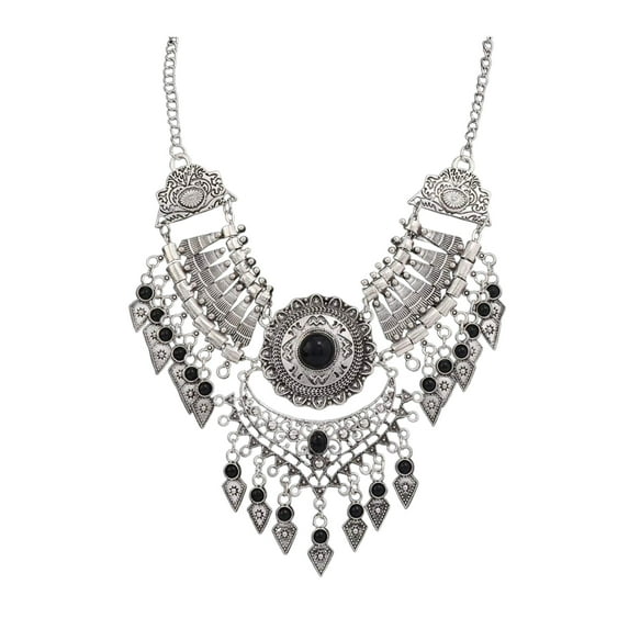HUANLEDASH Vintage Boho Necklace for Women Ethnic Style Choker Statement Necklace Bohemian Chunky Collar for Daily Wear Parties