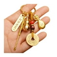 thumbnail image 1 of HUANLEDASH Vintage Lucky Gourd Keychain Pendant Solid Brass Coins Purse Keychain Charm Feng Shui Keyring Wealth-Attracting Key Holder, 1 of 1