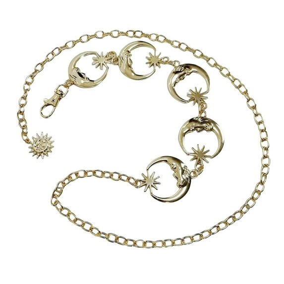 HUANLEDASH Waist Chain Elegant Golden/Silver Color Adjustable Sun Star Moon Metal Women Body Chain Belt Fashion Jewelry