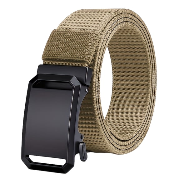 HUANLEDASH Webbing Automatic Buckle Belt Adjustable Length Farmers Security Guard Waistband Holeless Outdoor Belt