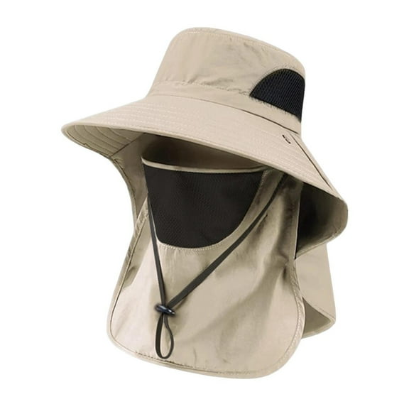 HUANLEDASH Wide Brim Bucket Hat UPF 50  UV Protection Sun Hat Summer Outdoor Fishing Visor Hat with Neck Flap And Face Guard for Camping Hiking Gardening