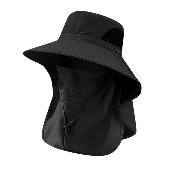 HUANLEDASH Wide Brim Bucket Hat UPF 50  UV Protection Sun Hat Summer Outdoor Fishing Visor Hat with Neck Flap And Face Guard for Camping Hiking Gardening