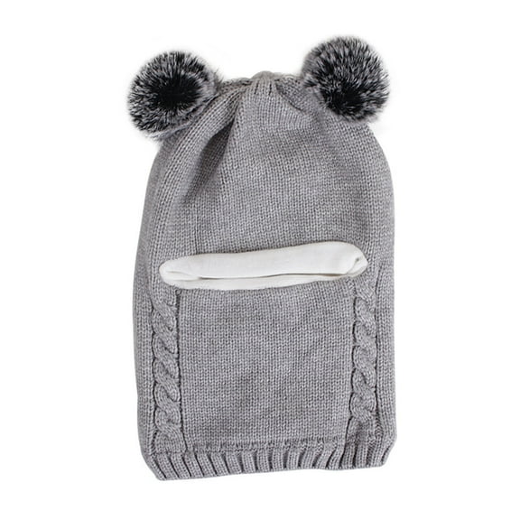 HUANLEDASH Winter Baby Boys Girls Knitting Headgear Plush Ball Decor Child Infant Knit Hat Warm Fleece Lining Earflap Kids Hat