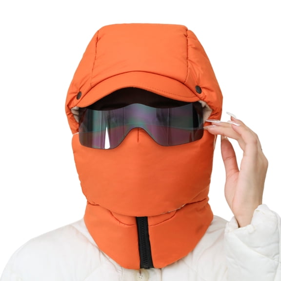 HUANLEDASH Winter Cycling Hat with Scarf Face Shield And Glasses Thick Warm Windproof Full Protecting Outdoor Travel Cold Weather Skiing Cap