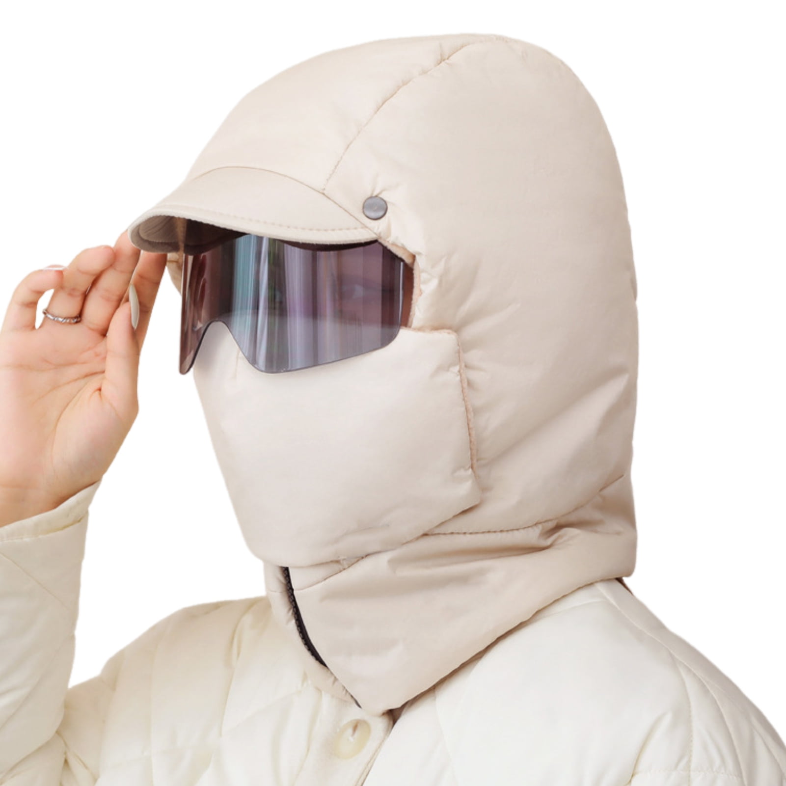 HUANLEDASH Winter Cycling Hat with Scarf Face Shield And Glasses Thick Warm Windproof Full Protecting Outdoor Travel Cold Weather Skiing Cap